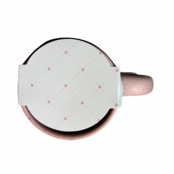 NWT Stackable Mugs Season of Love Pink Speckled Huge Kisses Set of 2 - Picture 6 of 13